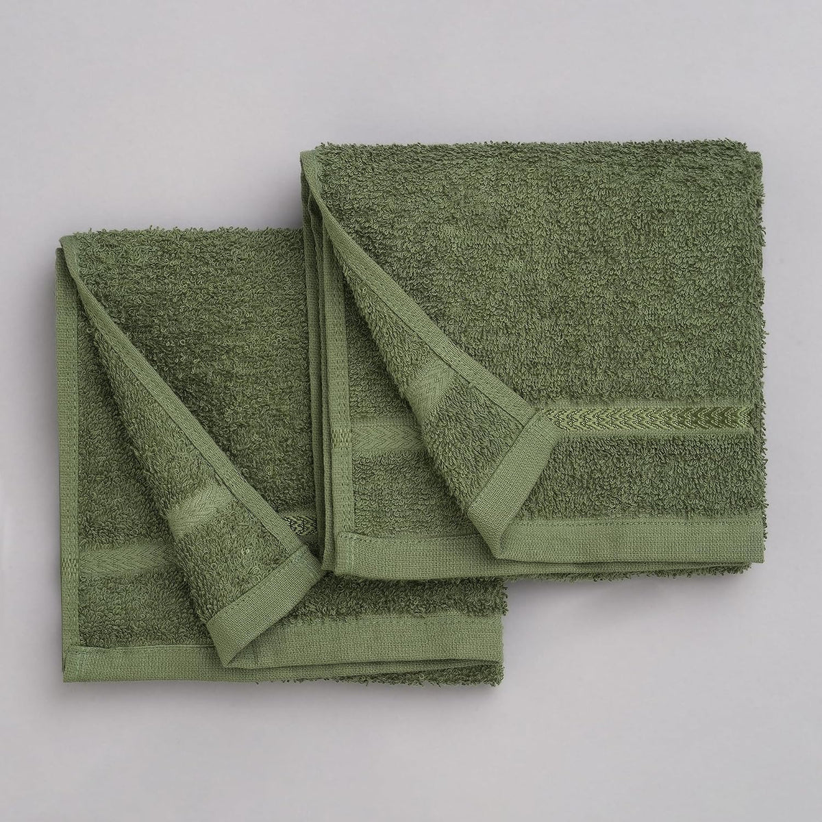 Welspun 100% Cotton Easy Care Hand Towel 400 Gsm | Quick Dry Ultra Soft Hand Towel For Men & Women (Green) - Ste Of 2