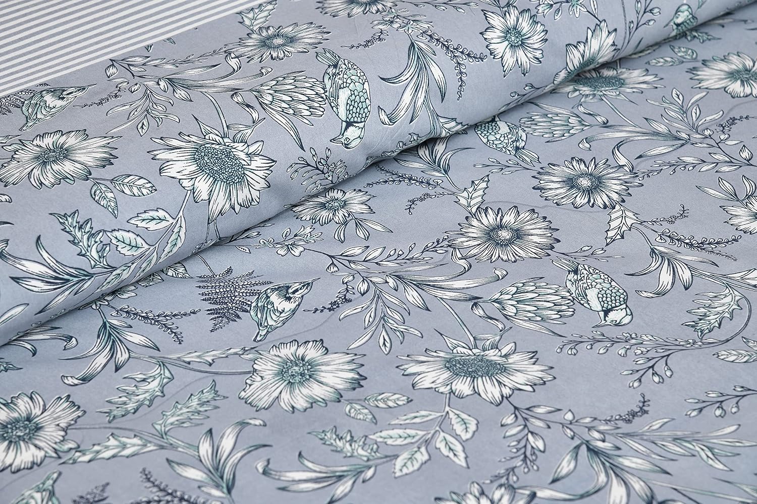 Jaipuri Bedsheet King Size With 2 Pillow Covers - 90 X 108 Inches, Grey & White | Luxurious Comfort & Breathability | Super Soft Breathable & Wrinkle Free
