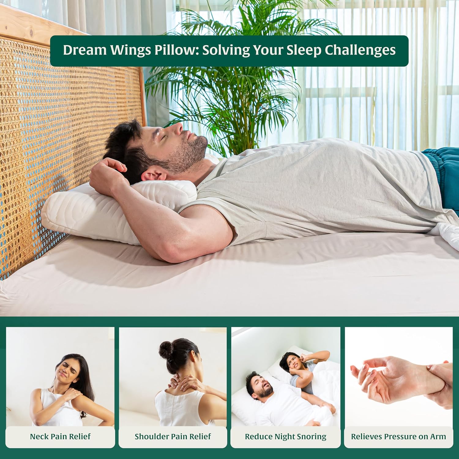 Butterfly Cervical Pillow For Neck & Shoulder Pain Relief, Orthopedic Pillow For Sleeping | Butterfly Pillow Memory Foam Pillow For Back & Side Sleeper | Dual Height, Washable Cover