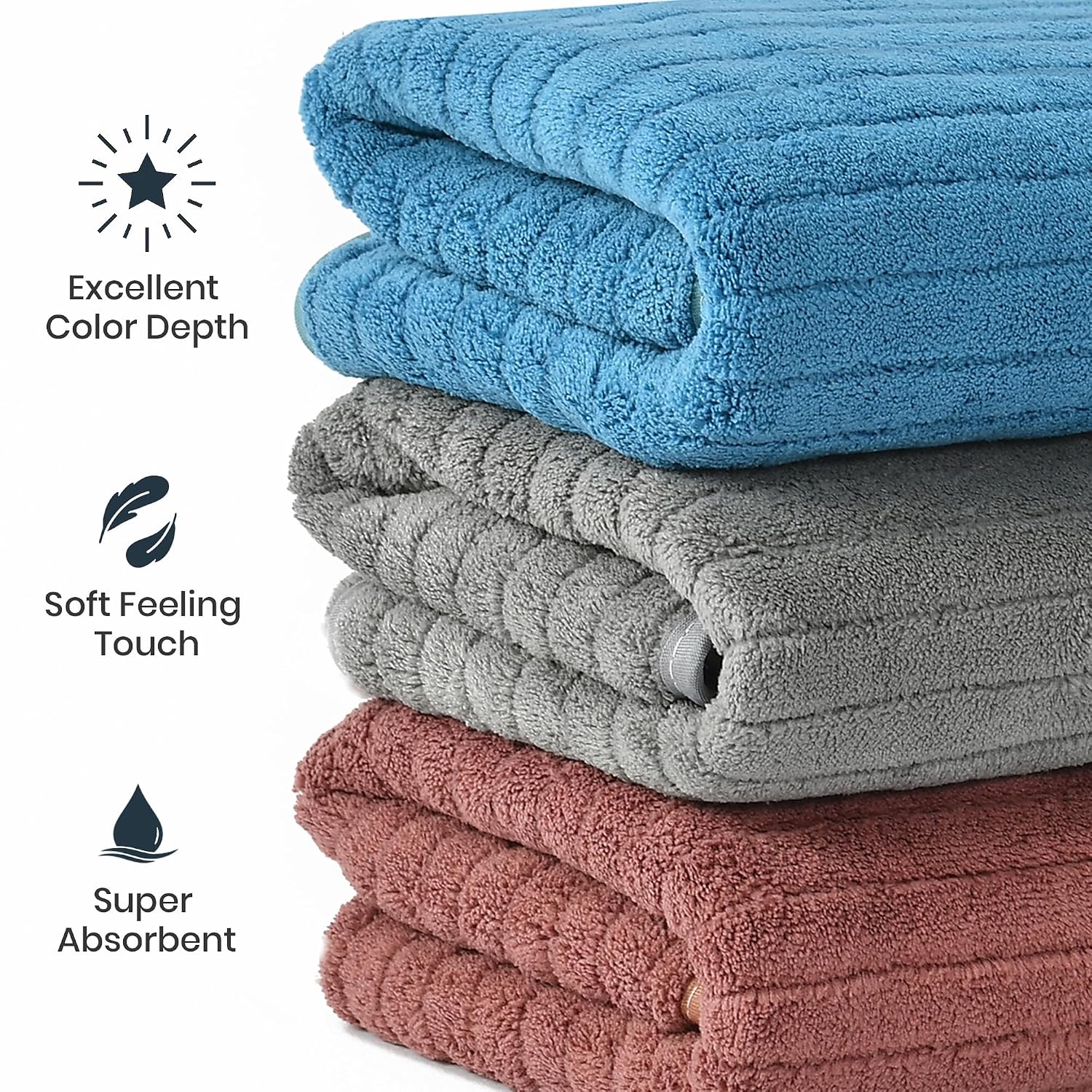 Urbanleaf Stripe Microfiber Hand Towels 320 Gsm | Gym & Workout Towels, Pack Of 3 (Multicolor 4)