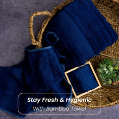 Mush Bamboo Bath Towels 600 Gsm | Ultra Soft, Absorbent & Antimicrobial Bath Towel, Hand Towel & Face Towel | Navy & Sky (6 Piece)