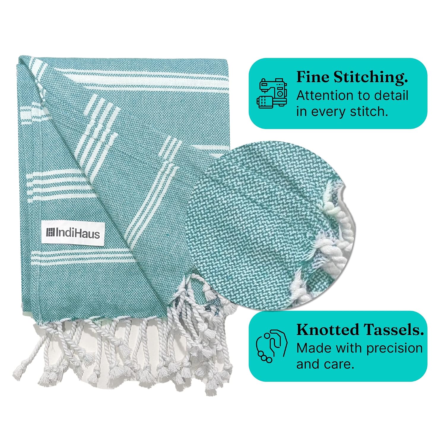 Indihaus Premium Large Cotton Bath Towels 380 Gsm | Soft, Absorbent & Comfortable Large Size Bath Towels | Set Of 2 (Blue & Ocean)