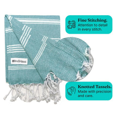 Indihaus Premium Large Cotton Bath Towels 380 Gsm | Soft, Absorbent & Comfortable Large Size Bath Towels | Set Of 2 (Blue & Ocean)