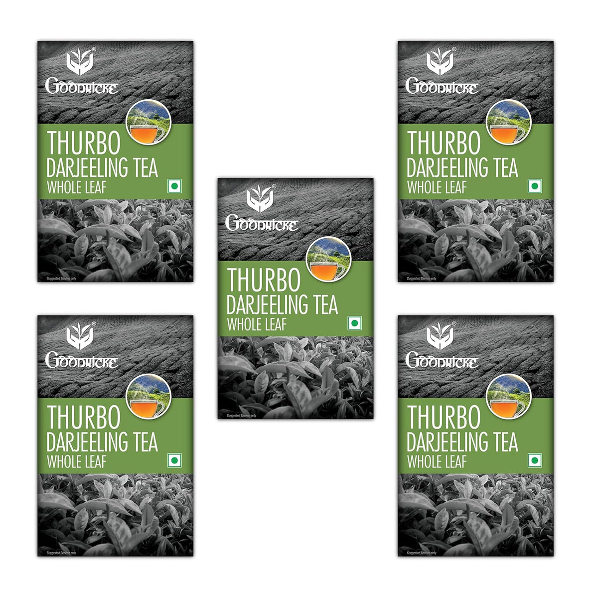 Goodricke Thurbo Darjeeling Whole Leaf Tea - Pack Of 5 X 100gm, 3.5 Ounce Each | Premium Black Long Loose Tea Leaves With Rich Taste - 100% Pure & Original Single Estate Chai Patti | Low Caffeine