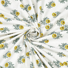 Jaipuri Cotton Double Bedsheet For Queen Size With 2 Pillow Cover (90 X 108 Inches) White & Yellow | Premium Cotton Material - Ideal For House, Hotel, Guest House