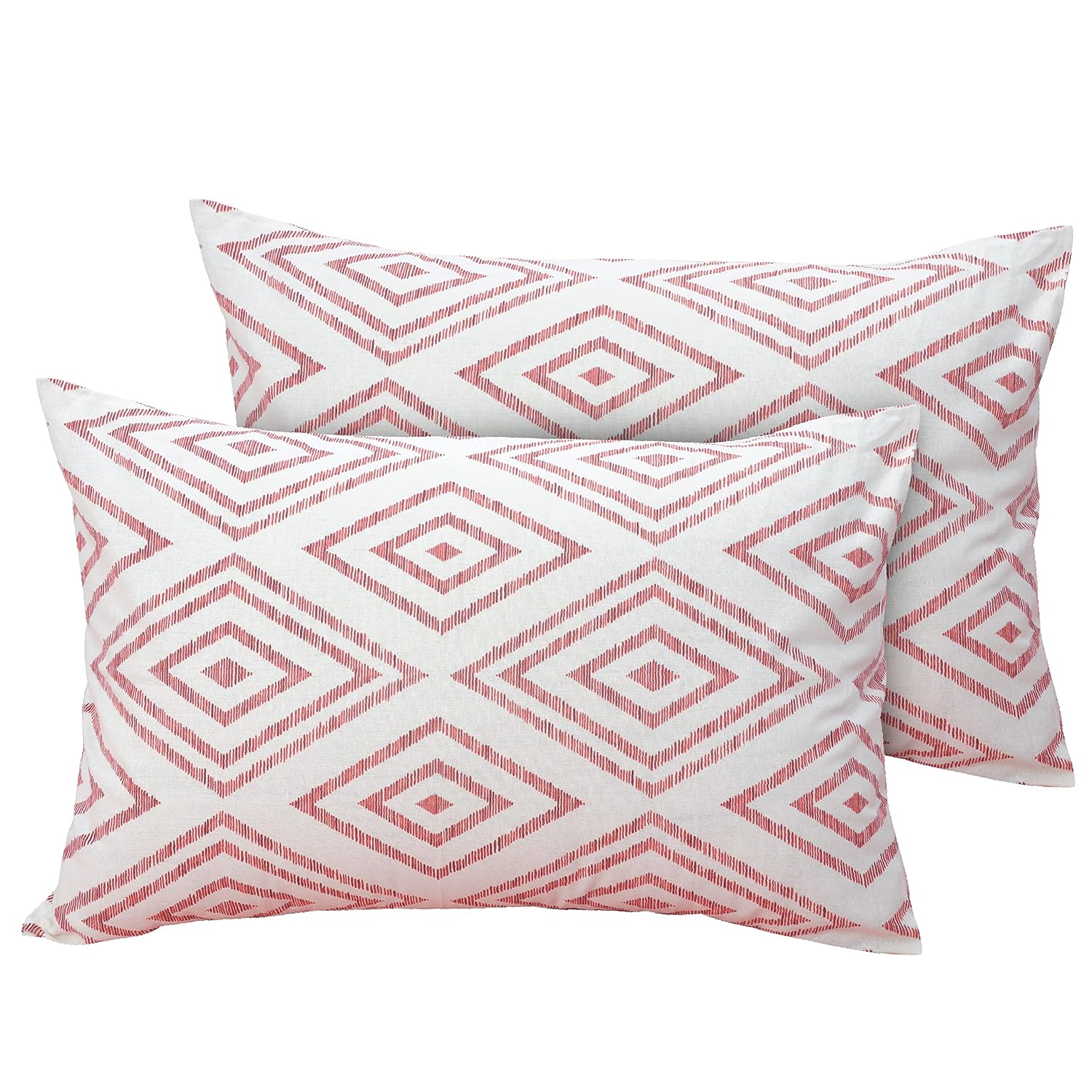 Super King Size Bedsheets 108 X 108 Inches With 2 Pillow Covers, Peach Pink & White | Lightweight & Breathable Cotton Bedsheet