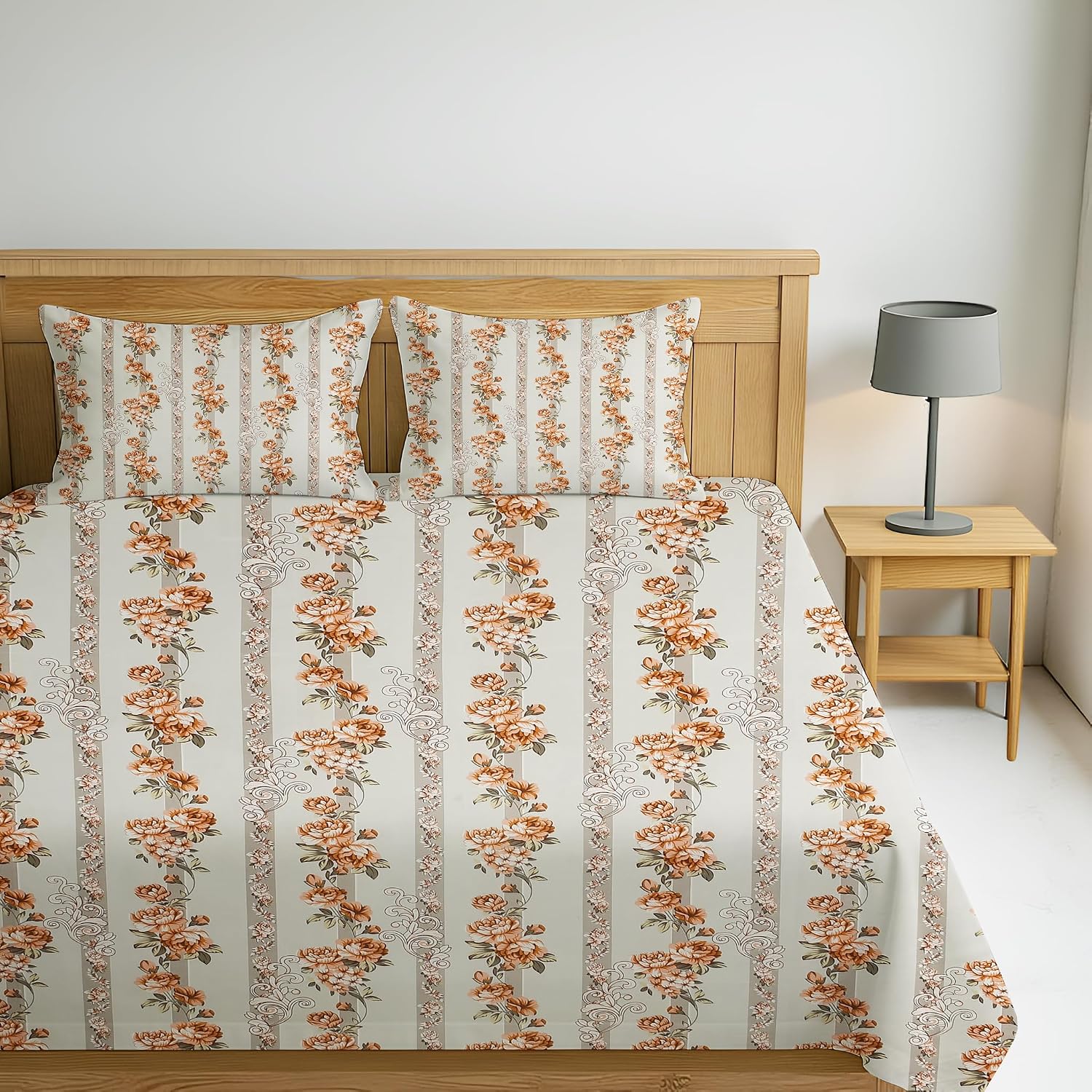 Luxurious Queen Size Bedsheet For Double Bed With 2 Pillow Cover - 90 X 90 Inches, Light Brown | Perfect For Daily Use, Guest Rooms | Gift For Housewarmings, Weddings