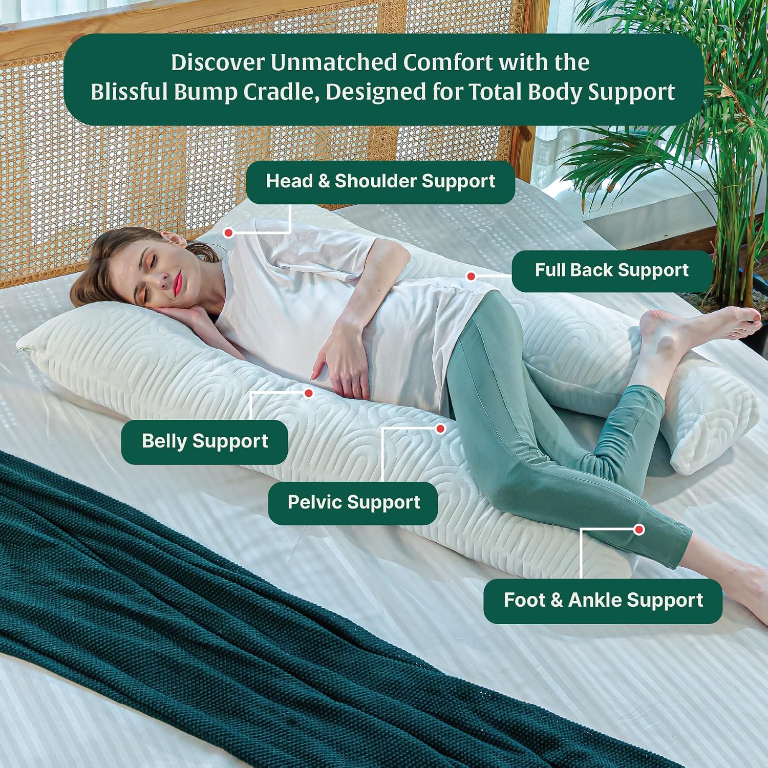 Full Body U Shaped Pregnancy Pillow For Pregnant Women, Belly Support Pillow, White | Maternity Pillow For Pregnancy Sleeping | Gift For Expectant Mother, Easy To Maintain, Washable Cover