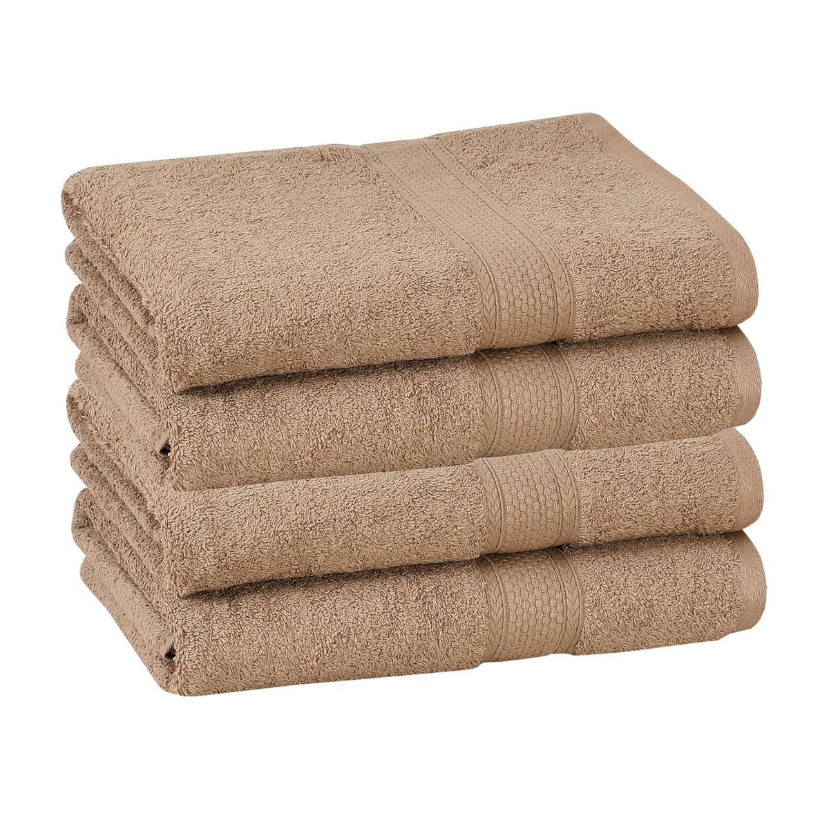 Fresh From Loom Luxury Edition Egyptian 100% Pure Cotton Bath Towel 2400 Gsm | High Water Heavy Soft Dual Stitched Bath Towel (British Tan) - 4 Pcs