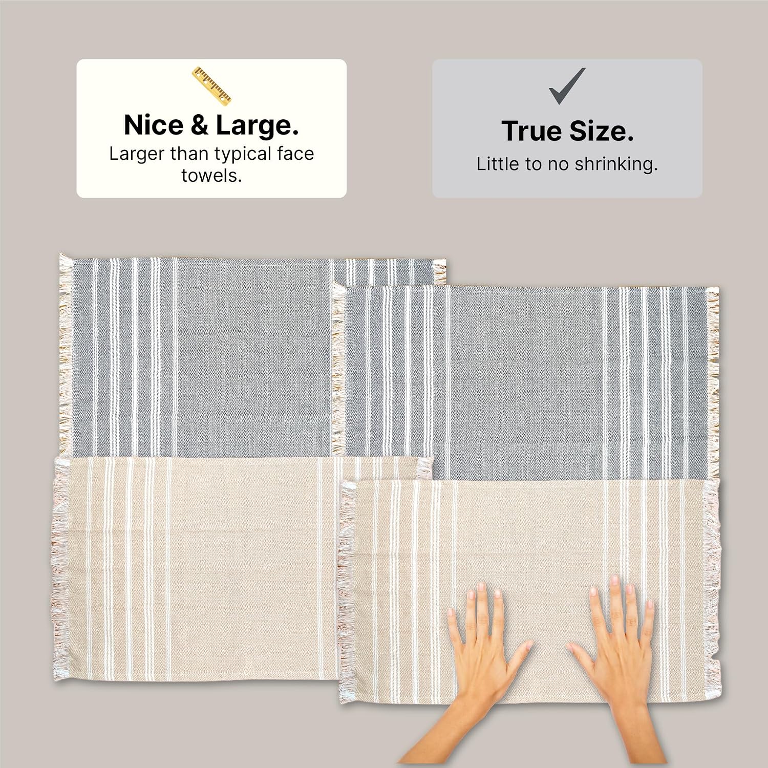 Indihaus Premium Cotton Hand Towel 310 Gsm | Soft, Absorbent, Multi-Purpose Towel Set | Serene Beige & Slate Grey (Set Of 4)