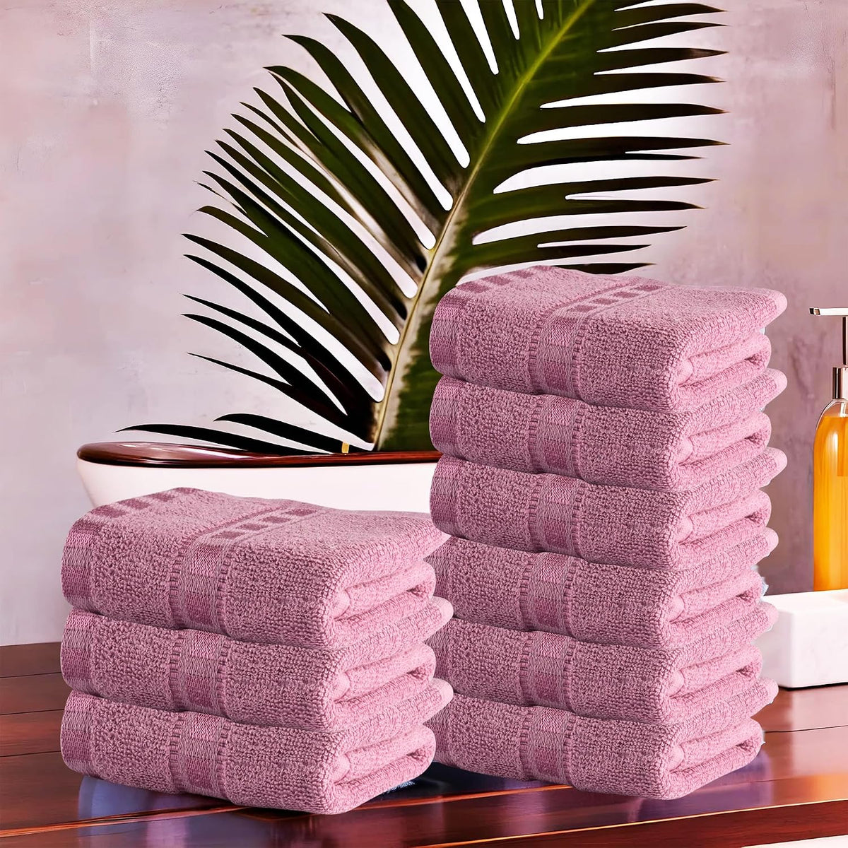 Kuber Industries Cotton Face Towel 1800 Gsm | Workout Gym Napkins Hand Towel For Men & Woman Quick-Drying Napkins -Pink (Pack Of 9)
