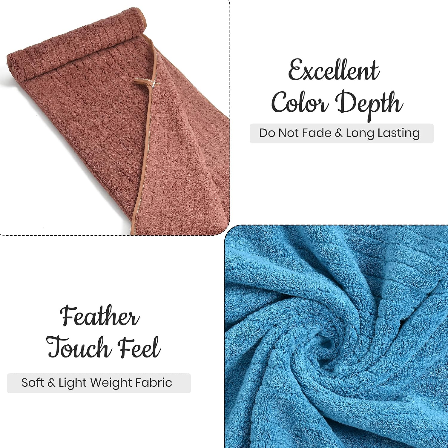 Urbanleaf Microfiber Large Bath Towel 644 Gsm | Quick Dry Super Absorbent Bath Towel For Men & Women (Blue & Coral Stripe)