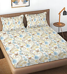 Cotton Bedsheet For King Size With 2 Pillow Cover (90 X 90 Inches) Multicolor | Long-Lasting & Luxuriously Soft | 210 Thread Count Bedsheet