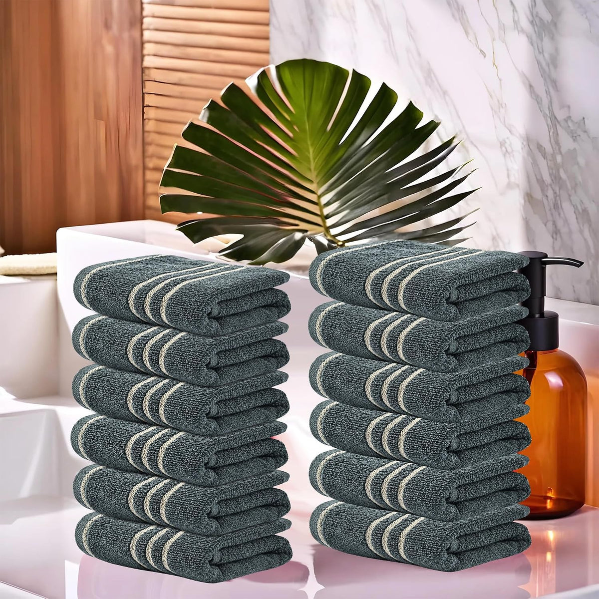 Kuber Industries Cotton Face Towel 2400 Gsm | Workout Gym Napkins Hand Towel For Men & Woman Quick-Drying Napkins -Dark Grey (Pack Of 12)