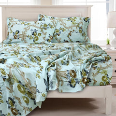 100% Cotton 1 Double Bedsheet With 2 Pillow Covers - 90 X 90 Inches, Seafoam Green | Soft & Breathable Cotton Bedsheet - Long Lasting & Soft 144 Thread Count Bedsheet