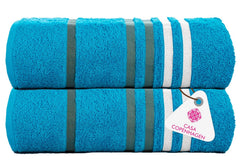 Casa Copenhagen Egyptian Cotton Exotic Hand Towel 400 Gsm (Teal Blue)- 2 Pcs