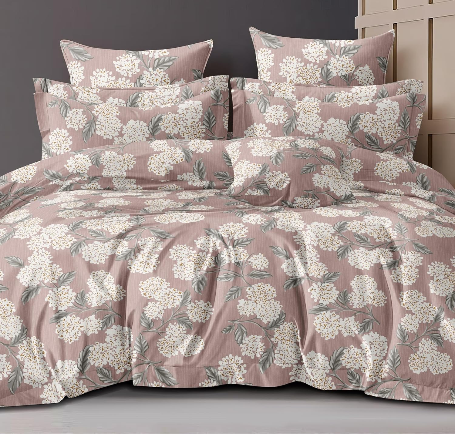 1 King Size Elastic Fitted Bedsheet With 2 Pillow Cover + Comforter - 72 X 78 Inches, Rosy Brown | Suitable For All-Season Use | Soft To Touch, Light Weight