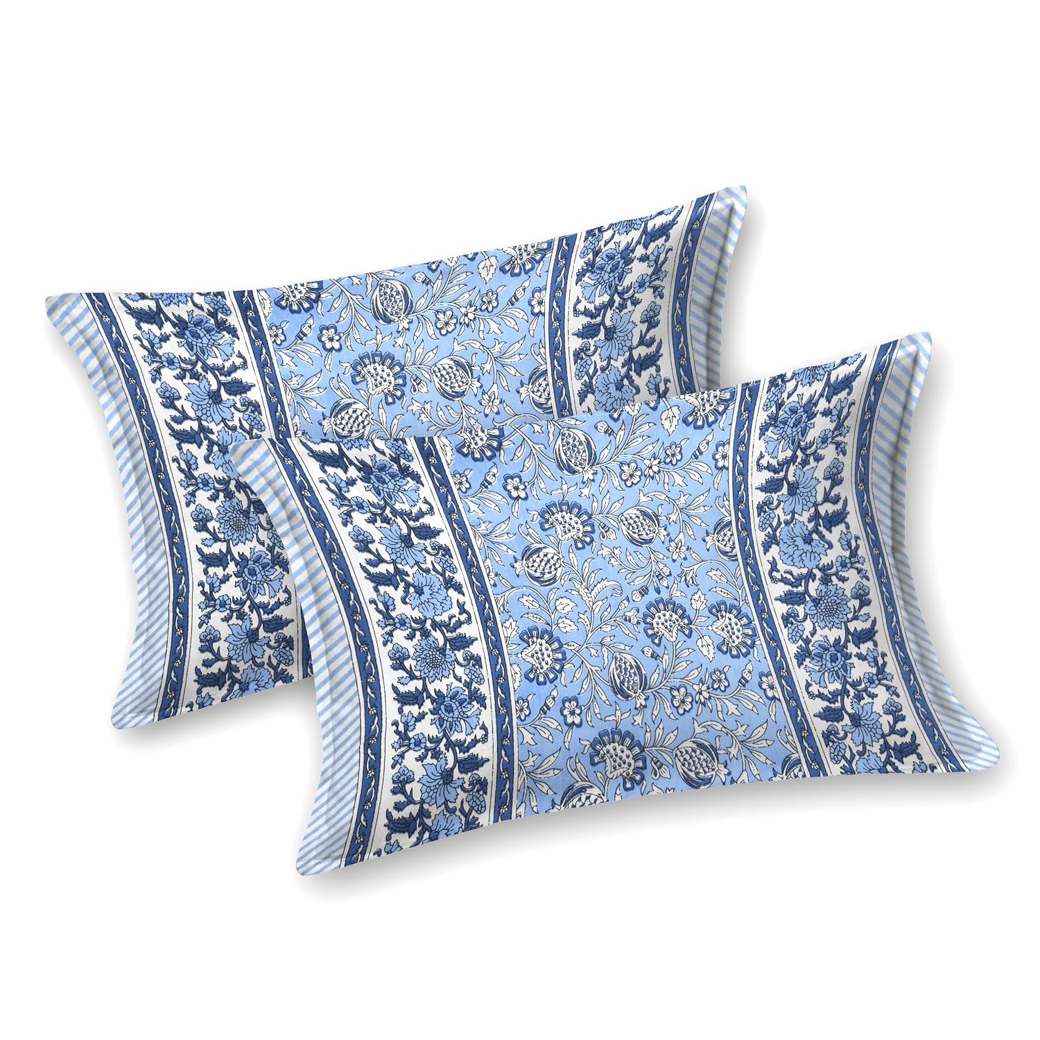 Pure Cotton King Size Bedsheet 2 Matching Pillow Covers | 100x108 Inches, Dark Blue | Traditional Jaipuri Printed Bedsheet | Ideal Wedding Gift, Housewarming, Special Occasion Surprise