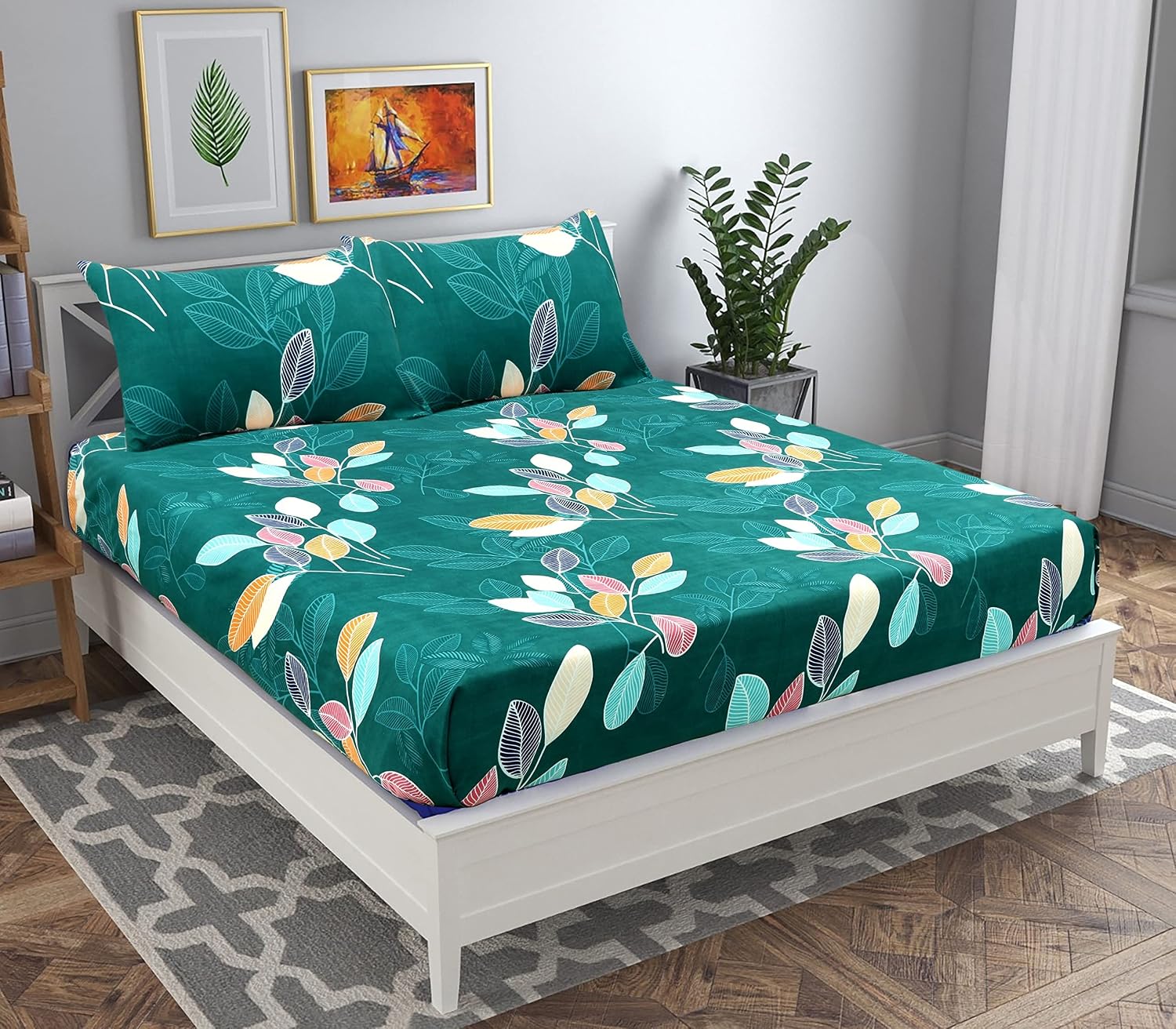 Combo Pack Of 4 Double Bedsheets With 8 Pillow Covers - 85 X 86 Inches, Multicolor | 160 TC Soft Brushed Microfiber - Long Lasting & Wrinkle Free