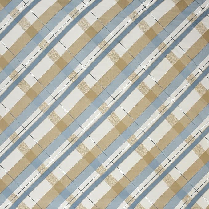 Feel Glace Cotton Bedsheets All Around Elastic Fitted Floral Bedsheets With 2 Pillow Covers - 78 X 72 Inches, Blue Line | Super Soft Fitted Bedsheet For Double Bed