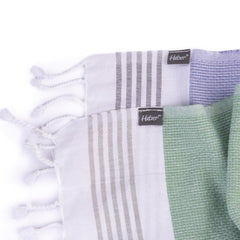 Haber Premium Light Weight 100% Cotton Bath Towel 500 Gsm | Unique Micro Waffle Texture For Active Feel, Quick Absorption & Faster Drying Towel (Green & Heather)- Pack Of 2