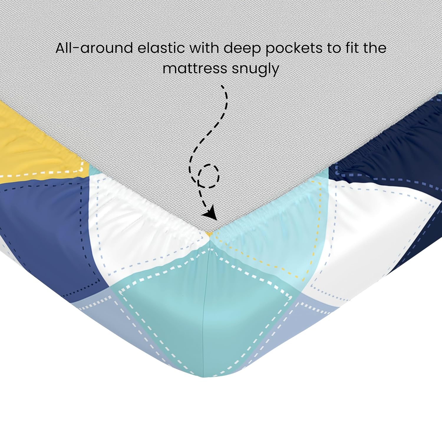 King Size Printed Bedsheet For Double Bed 2 Pillow Cover - 72 X 78 Inches, Blue & Yellow | All Around Elastic Fitted - Ultra Soft & Breathable
