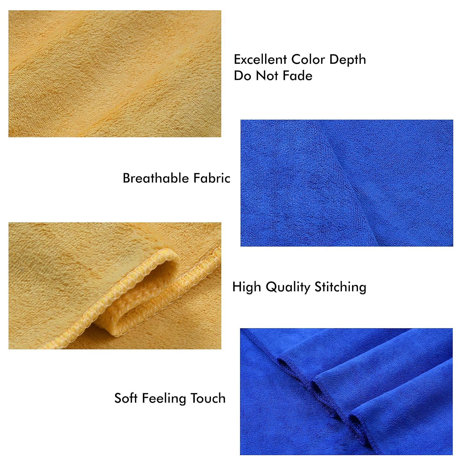 Yellow Weaves Super Soft Microfiber Hand Towels 800 Gsm | Gym & Workout Towels (4 Pieces)-Multicolor
