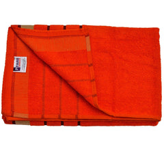 Pyaro Large Size Cotton Bath Towel 450 Gsm | Ultra Absorbent, Quick Drying & Super Soft Bathing Towel (Orange)