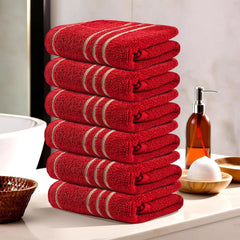 Kuber Industries Cotton Face Towel 1200 Gsm | Workout Gym Napkins Hand Towel For Men & Woman Quick-Drying Napkins -Red (Pack Of 6)