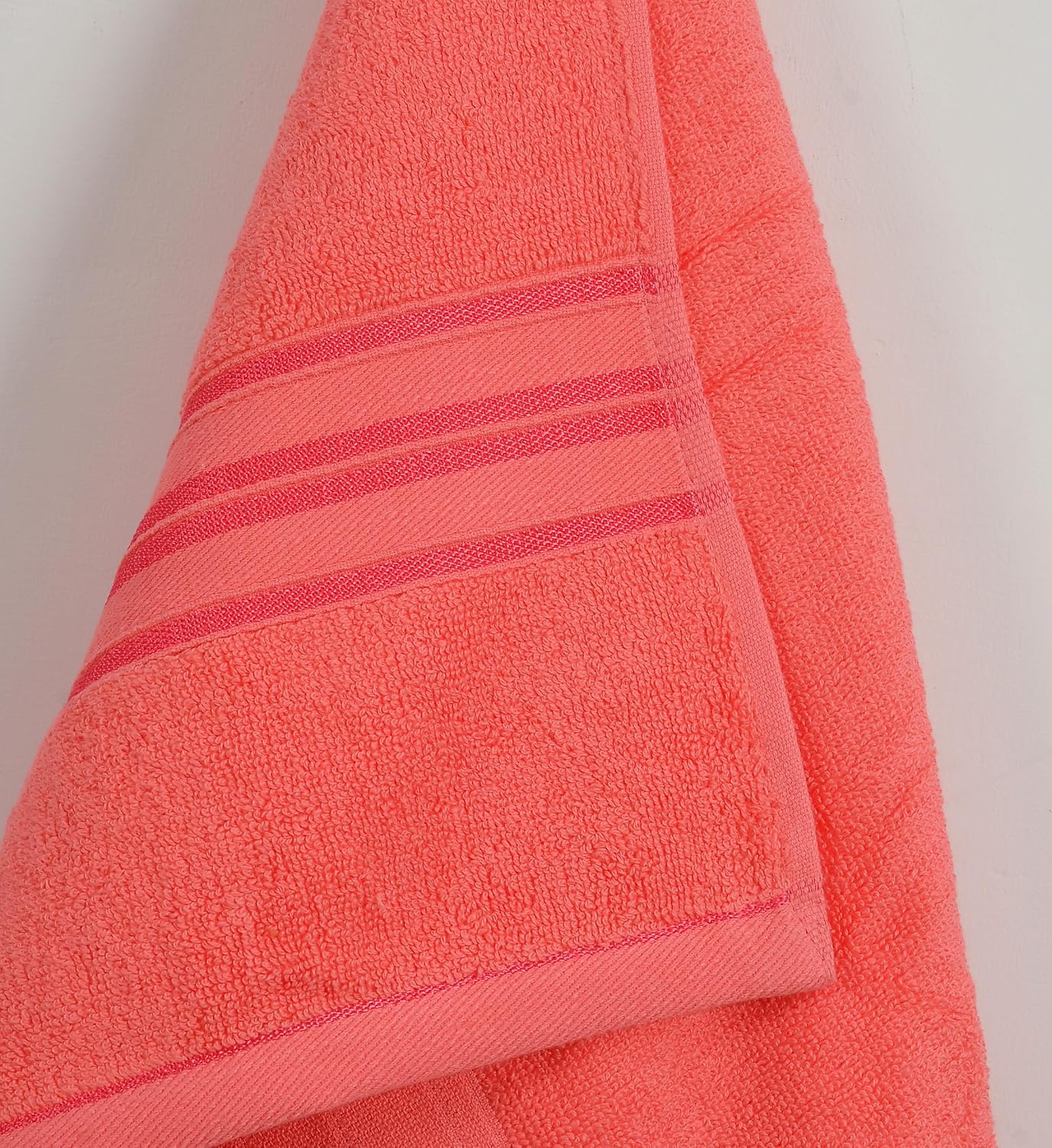 Cotton Bolls Textiles 100% Cotton Bath Towel 600 Gsm | Super Soft & Absorbent Quick-Dry Bath Towel Textured & Durable Cotton Towel (Peach)