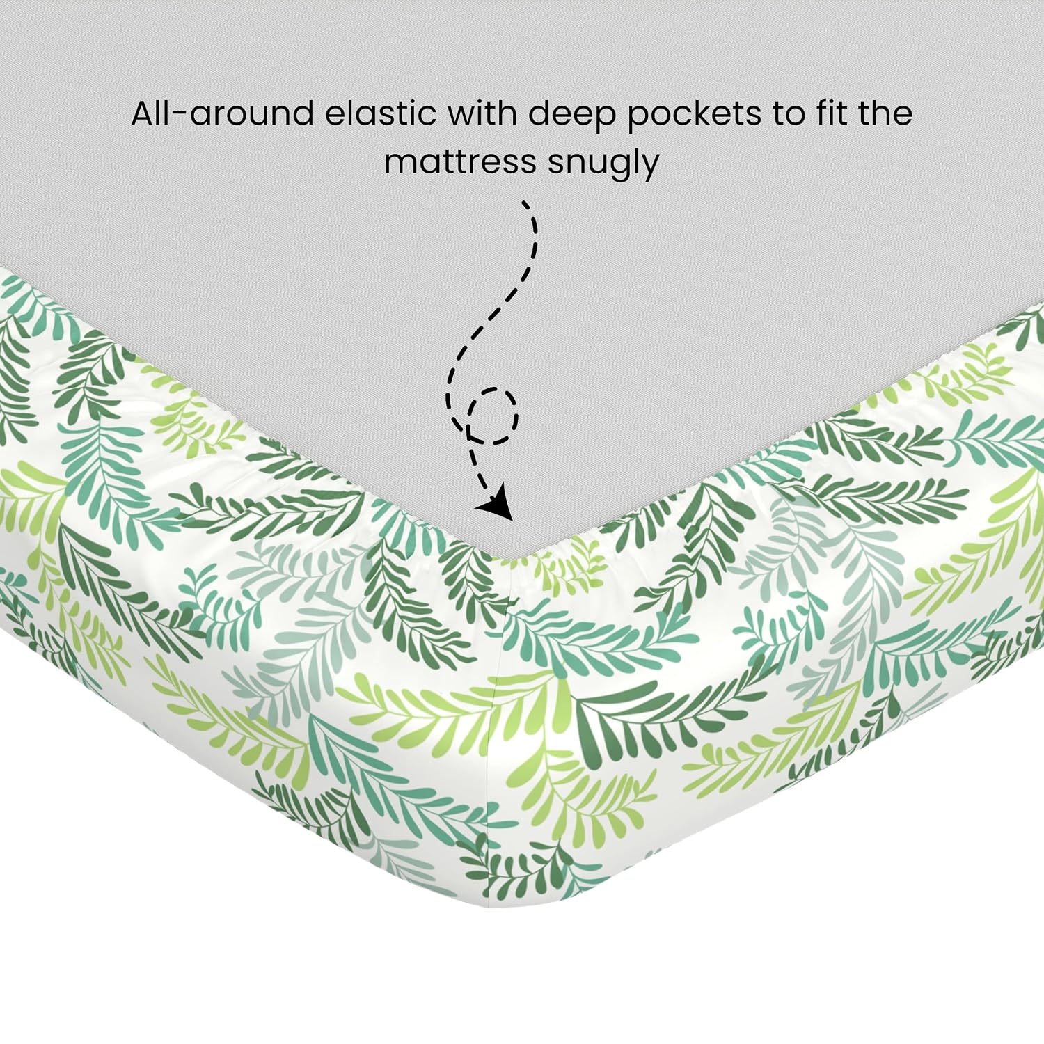 Printed Bedsheet For Double Bed 2 Pillow Cover - 60 X 78 Inches, Green & Cream | All Around Elastic Fitted - Ultra Soft & Breathable | Superior Softness & Breathability