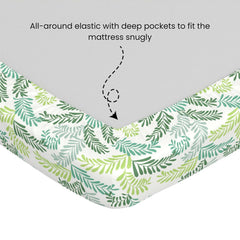 Printed Bedsheet For Double Bed 2 Pillow Cover - 60 X 78 Inches, Green & Cream | All Around Elastic Fitted - Ultra Soft & Breathable | Superior Softness & Breathability