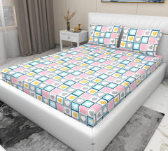 2 Bedsheets For King Size Bed With 4 Pillow Covers - 100 X 108 Inches, Navy Blue & Pink | Ideal For Hotel, House, Guest House