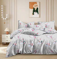 Printed King Size Double Bed Bedsheet With 2 Pillow Cover | 72 X 78 Inches, Grey | All Around Elastic Fitted Bedsheet | Softness & Comfortable Rest In Any Season