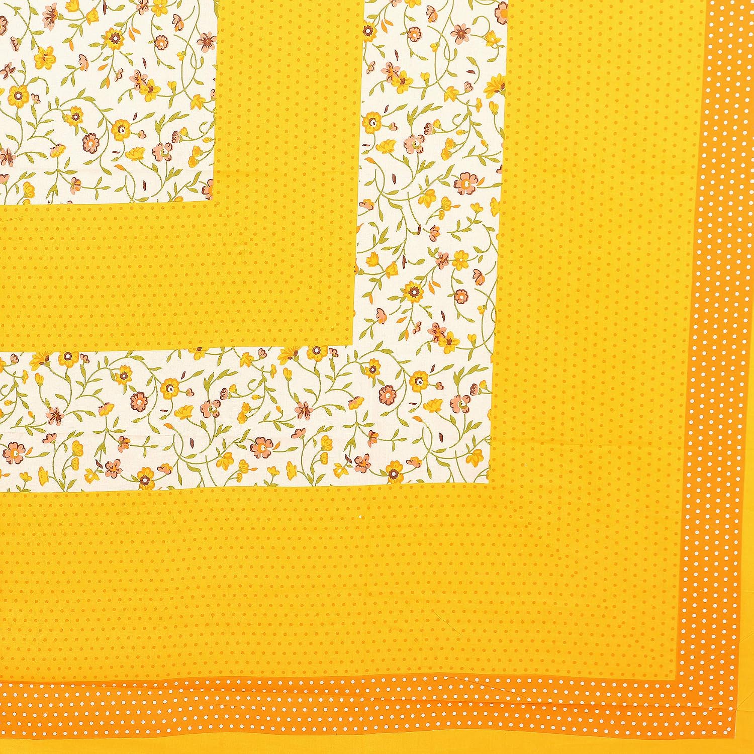 Pure 100% Cotton Double Bed Sheet With 2 Pillow Covers - 90 X 100 Inches, Yellow & White | Beautifully Handcrafted Traditional Bedsheets - Skin Friendly Fabric