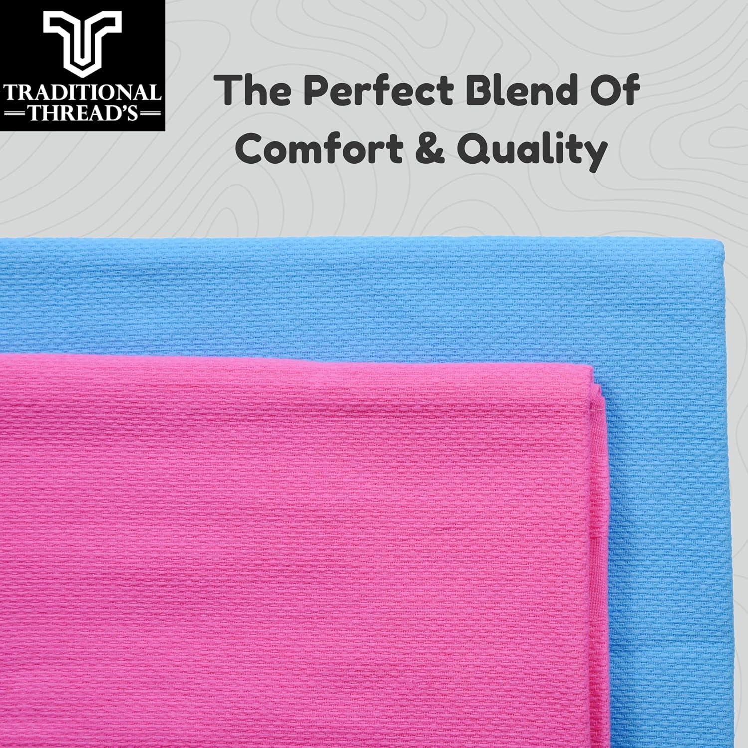 Traditional Thread'S 100% Cotton Large Size Bath Towel 600 Gsm | Ultra Soft, Absorbent, Light Weight & Quick Dry Bath Towel (Set Of 2) - Blue, Pink