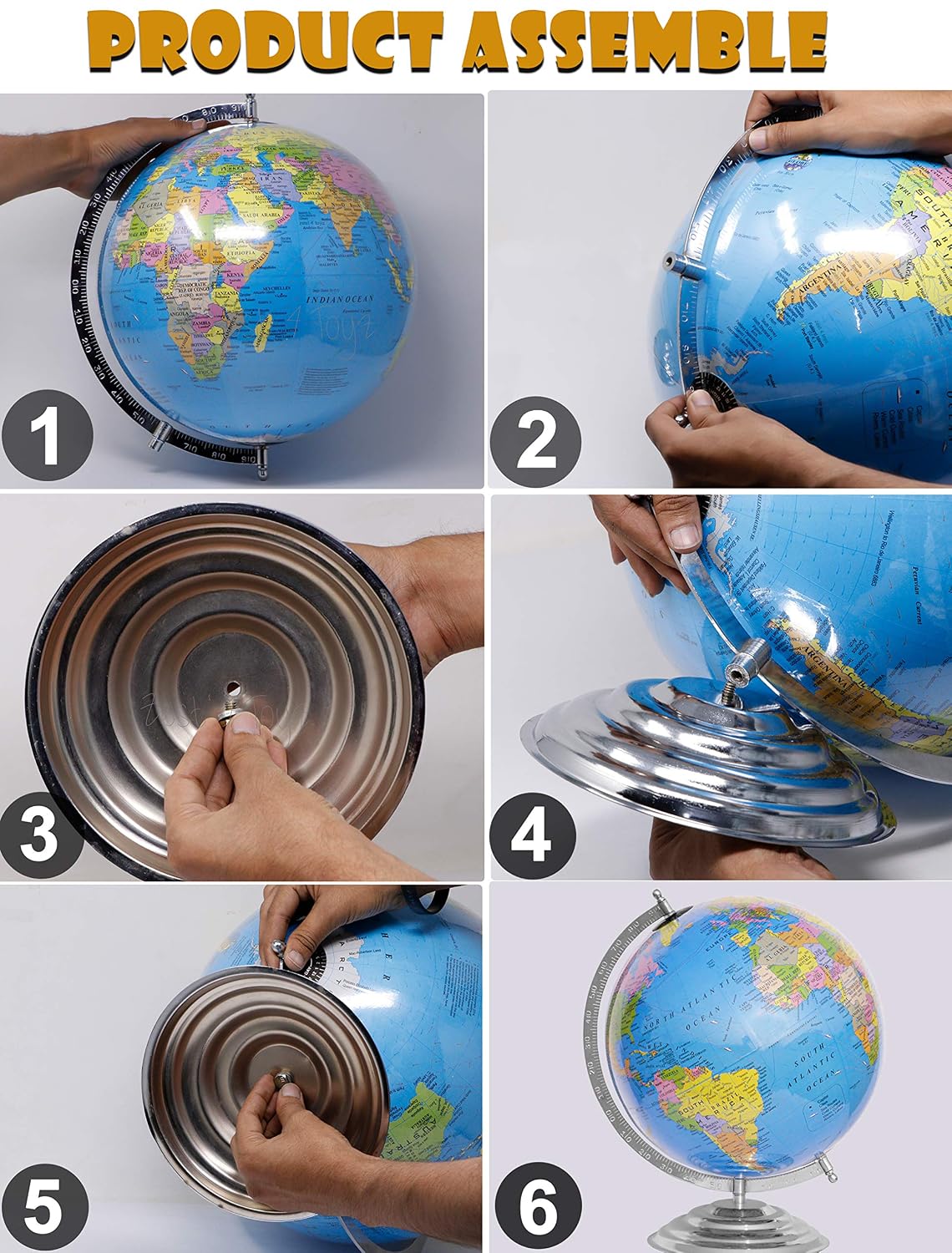 Stem Steam Educational World Globe For Kids - 12 Inch Political Globe + Magnifying Glass For Students & Kids, Office Table - Blue