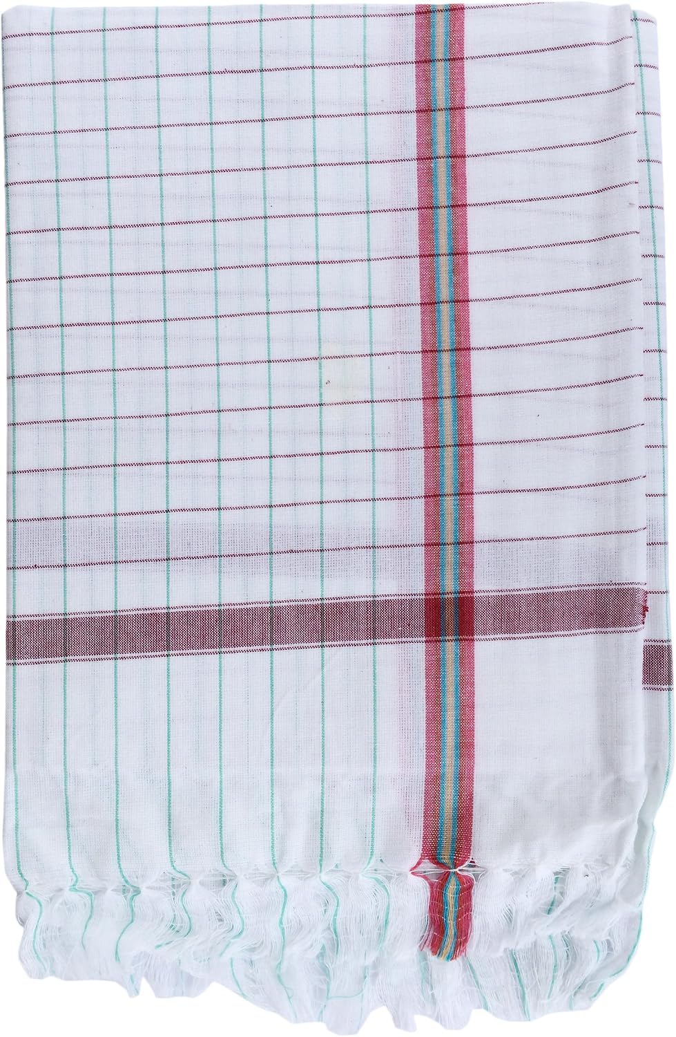 Fancyadda Cotton Large Size Bath Towel 300 Gsm - Set Of 4 (White Checks)
