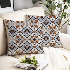 Microfiber Square Pillow Cushion For Sofa, Black & Brown, Grey - 12 X 12 Inch | Fluffy For Comfort & Back Support | Breathable, Premium Cotton Cushion Cover, Neck Support - Set Of 2