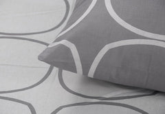 Cotton Double Bedsheet For Queen Size With 2 Pillow Covers - 88 X 96 Inches, White & Grey | Good For Guest Houses, & Daily Home Use