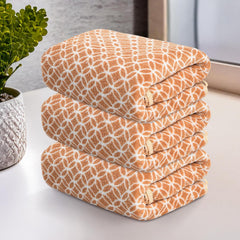 Heart Home Microfiber Soft Face Towels 700 Gsm | Quick Dry & Absorbent Hanging Hand Towels Circle - Golden (Pack Of 3)