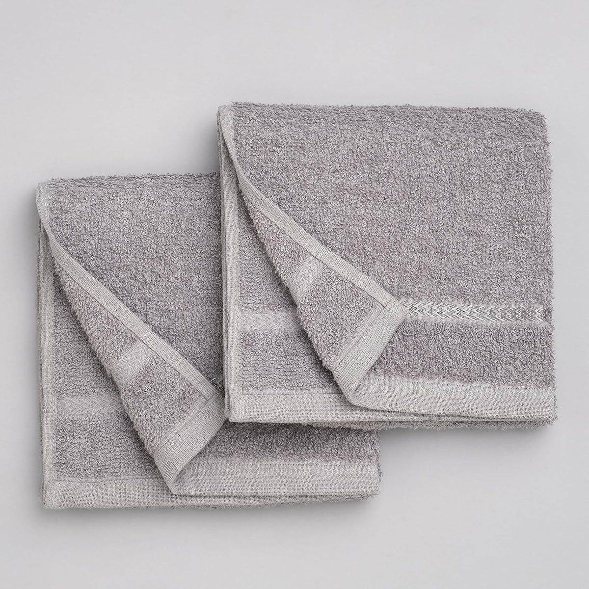 Welspun 100% Cotton Easy Care Hand Towel 400 Gsm | Quick Dry Ultra Soft Hand Towel (Grey) - Pack Of 2