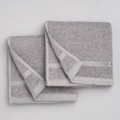 Welspun 100% Cotton Easy Care Hand Towel 400 Gsm | Quick Dry Ultra Soft Hand Towel (Grey) - Pack Of 2
