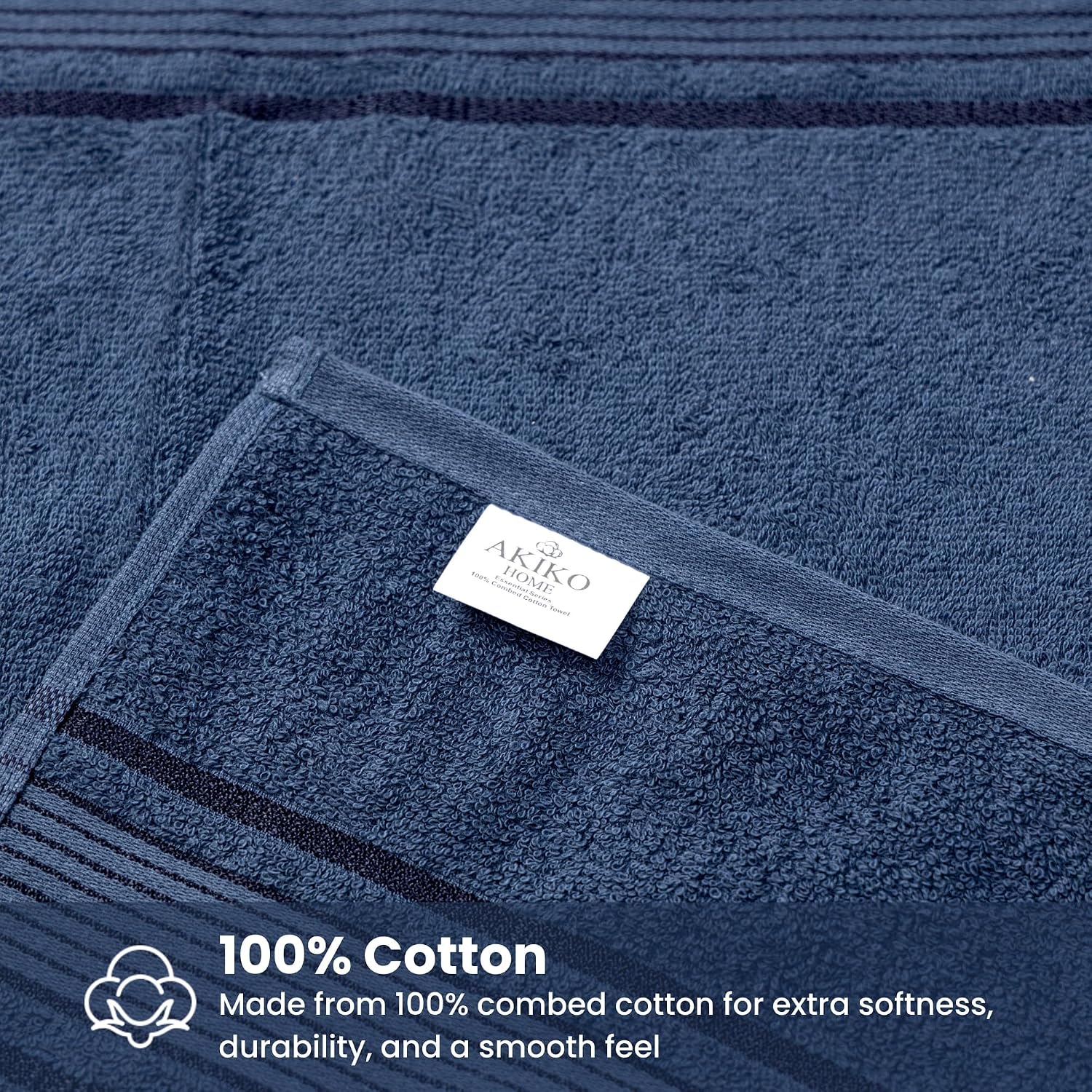 Akiko Home 100% Cotton Essential Series Hand Towels 1200 Gsm | Soft, Absorbent & Durable, Cotton Hand Towel For Bathroom Use, Gentle On Skin- Pack Of 6 (Beige & Navy)