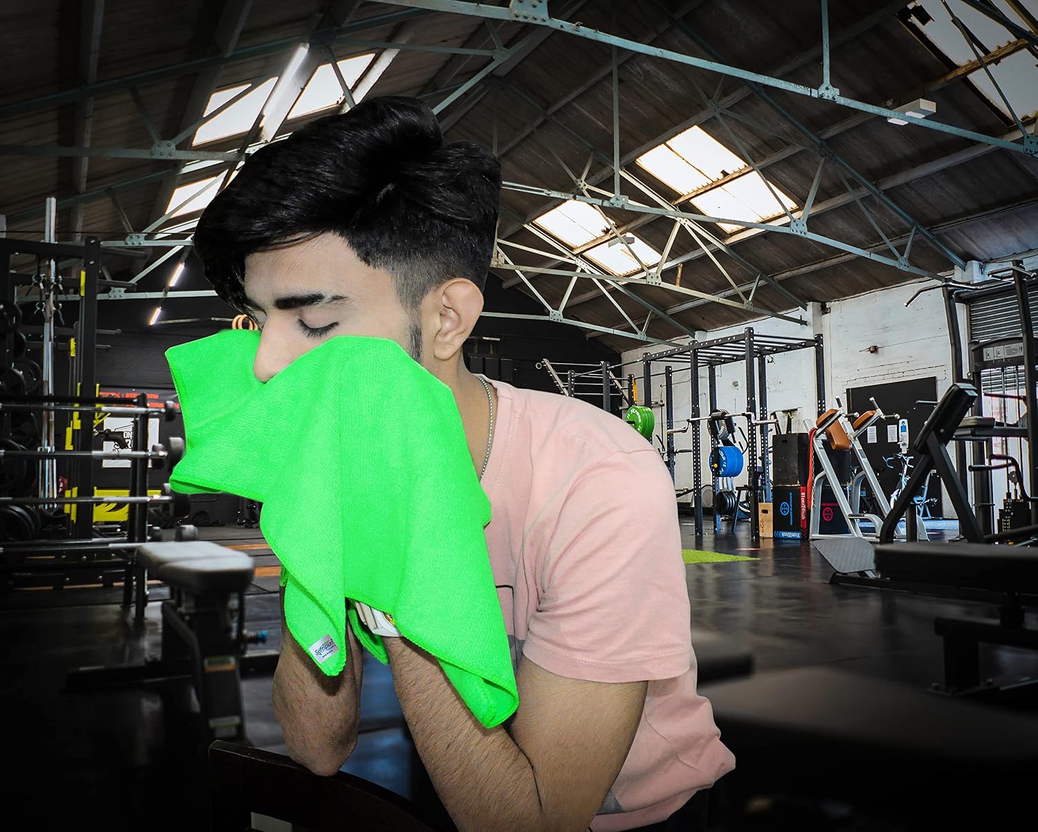 Softspun Microfiber Gym & Sports Sweat Towel 340 Gsm | Ultra Absorbent Lightweight Ultracompact Quick Drying For Working Out, Camping Hiking Travel Men & Women (Green)
