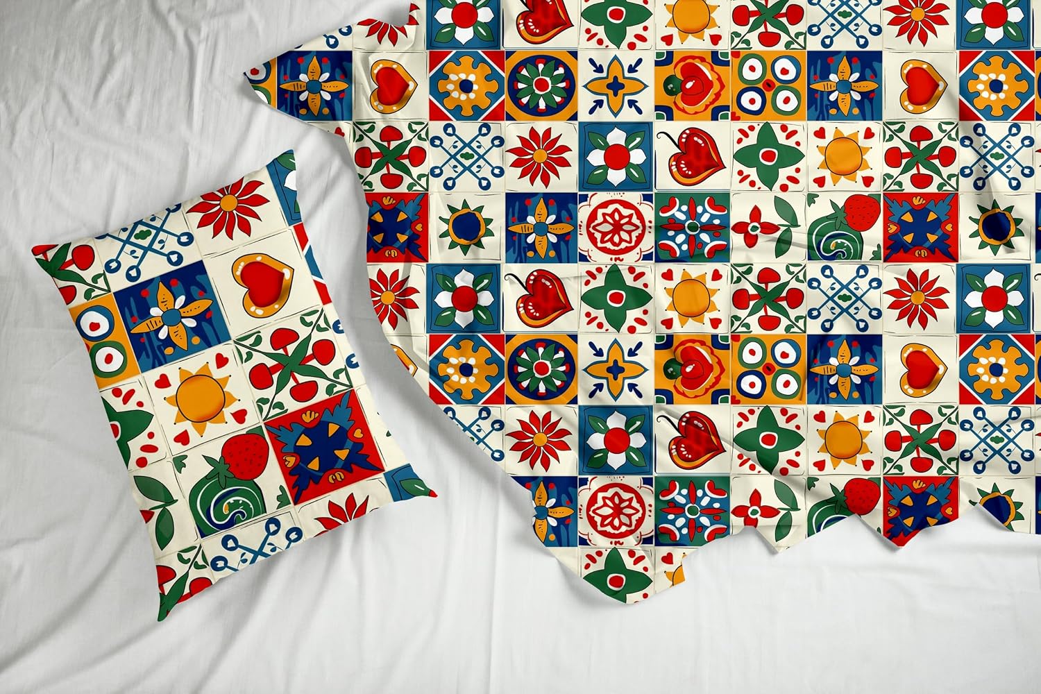 Cotton Bedsheet For Single Bed With 1 Pillow Cover - 54 X 84 Inches, Multicolor | Soft Touch Cotton Fabric-Comfortable & Durable | Elegant Printed Bedding Set For Daily Use