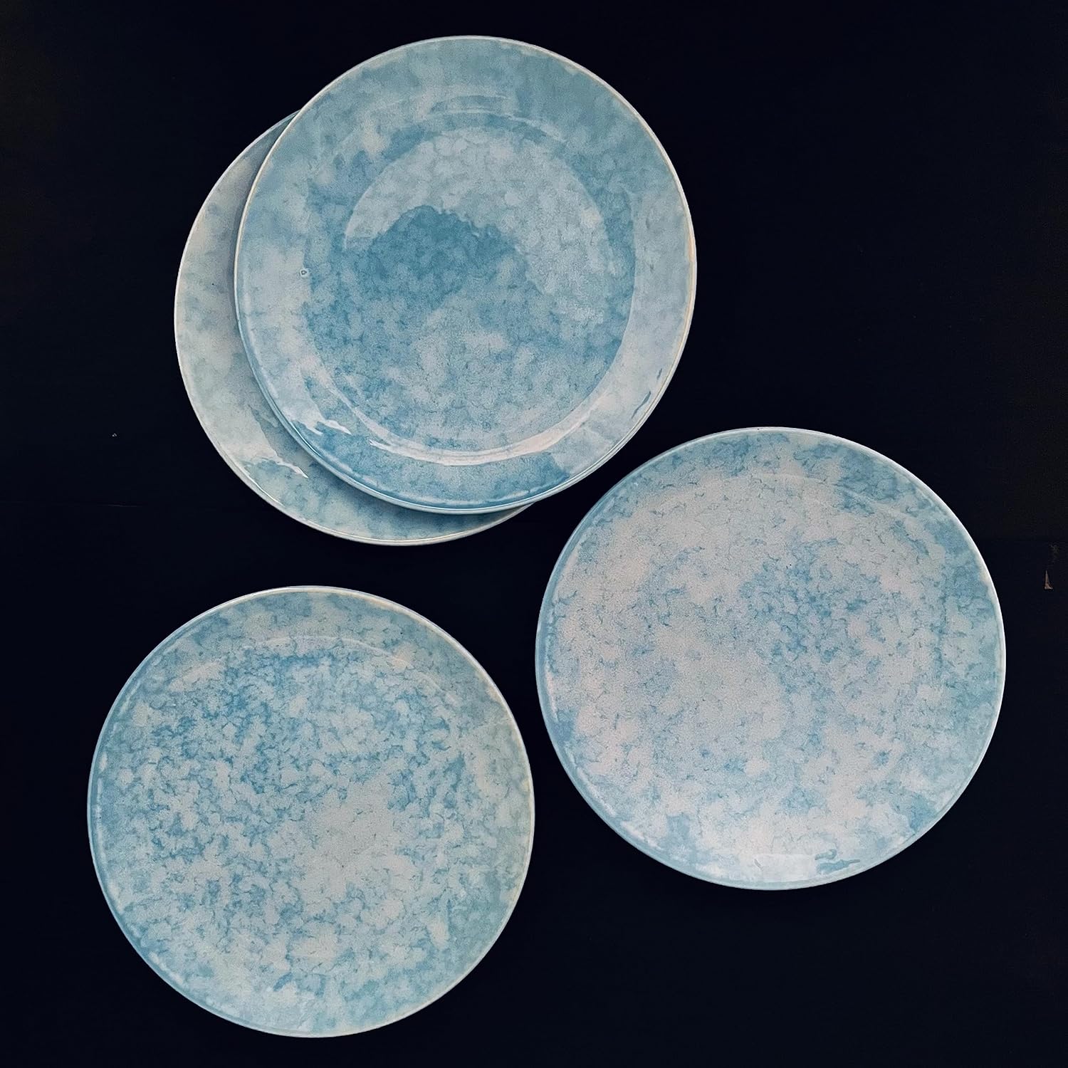 Neelam Handcrafted Ceramic Dinner Set - 12 Pieces, Blue | 4 Dinner Plates + 4 Katori Bowls, 180ml Each+ 4 Quarter Plates Dinnerware Set | Serving For 4, Microwave Safe & Dishwasher Safe