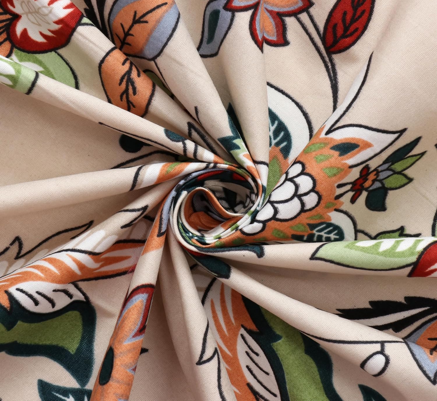 180 TC Print Cotton 1 Single Bedsheet With 1 Pillow Cover - 60 X 90 Inches, Cream & Green | Soft & Breathable Fabric, Skin-Friendly Bed Sheet For All Seasons