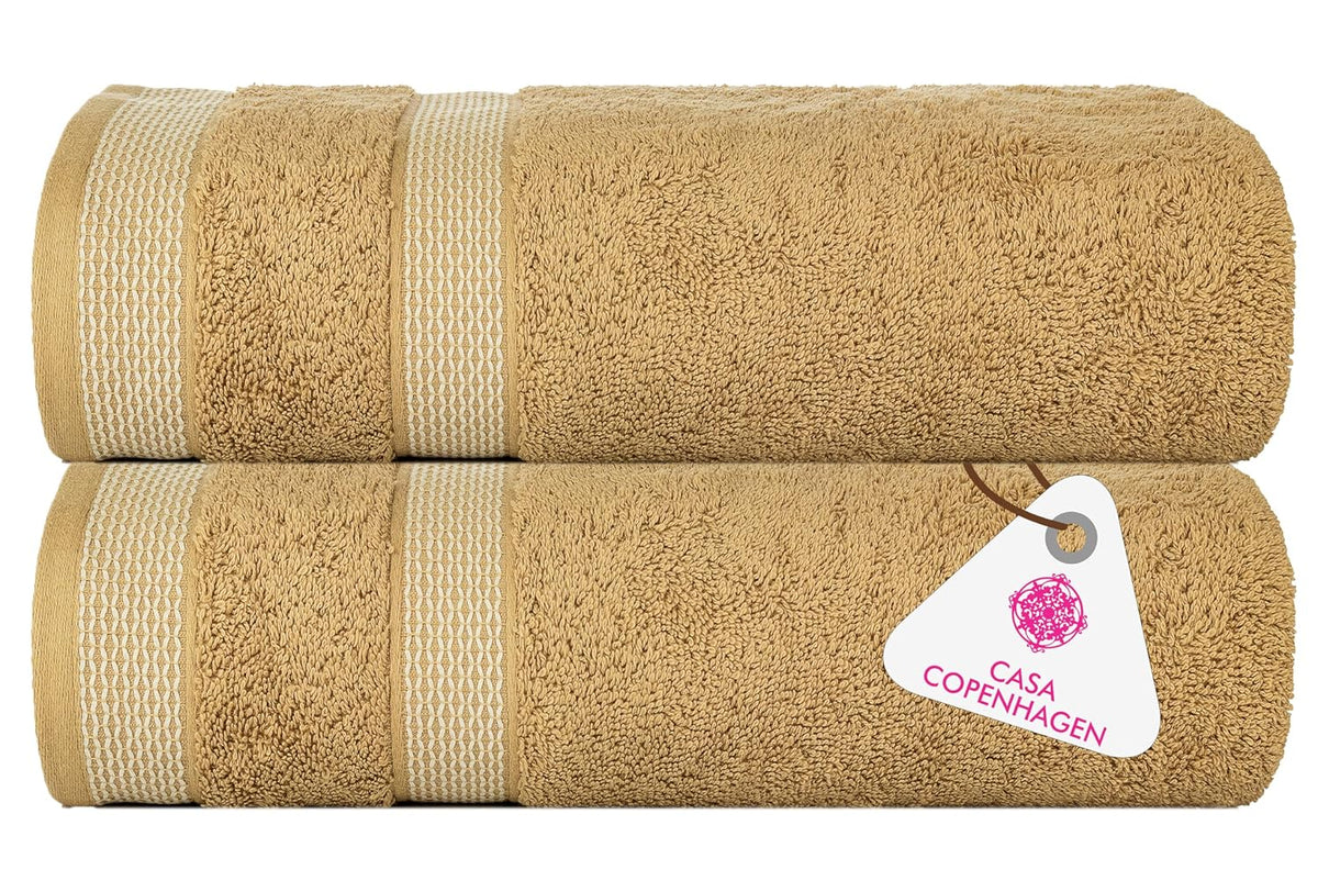 Casa Copenhagen Egyptian Cotton Zero Twist Hand Towel 400 Gsm (Beige) -2 Pcs