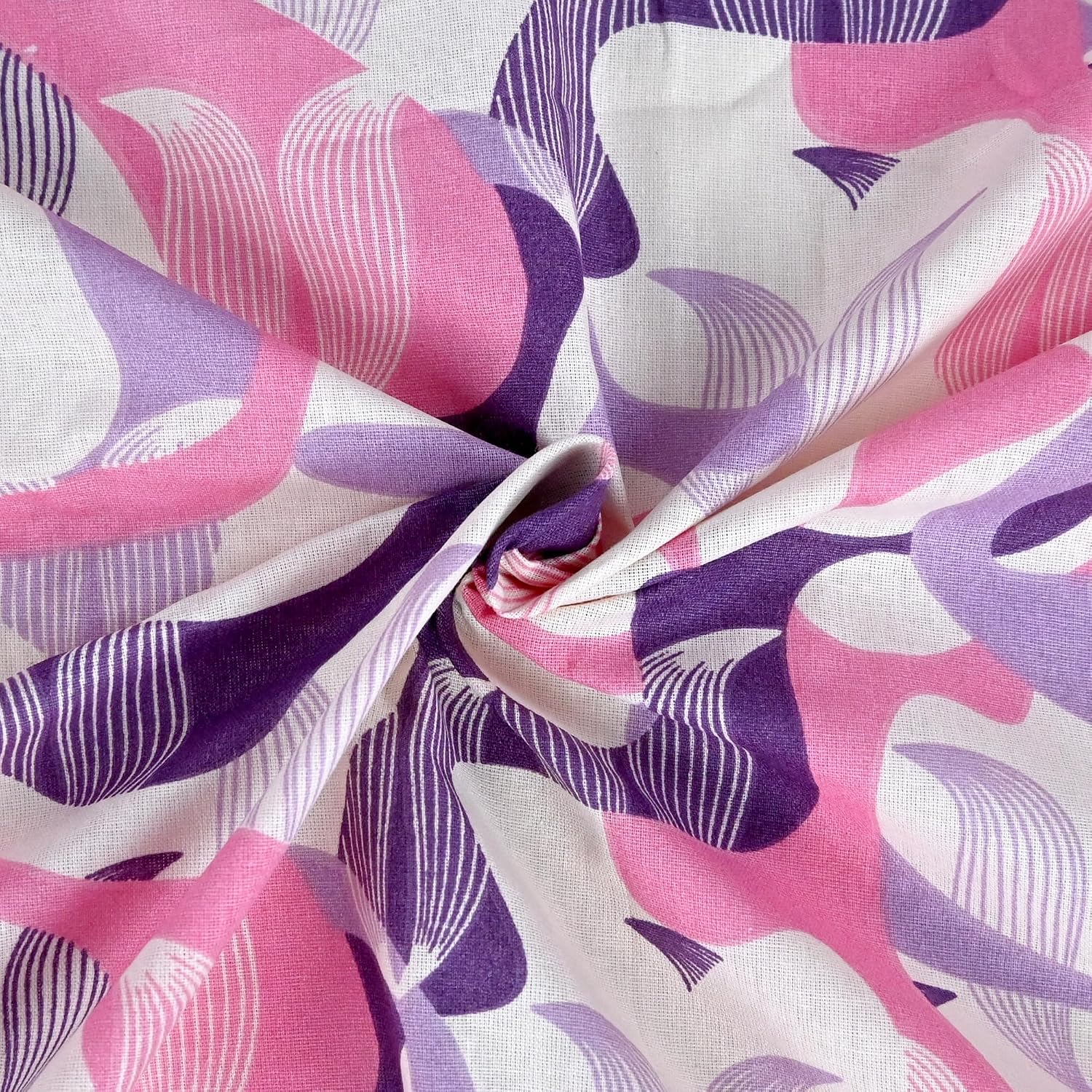 100% Pure Cotton Double Bedsheet For Queen With 2 Pillow Covers - 87 X 100 Inches, Lavender & Pink | Soft & Durable For Everyday Use & Bedroom - All Season Comfort